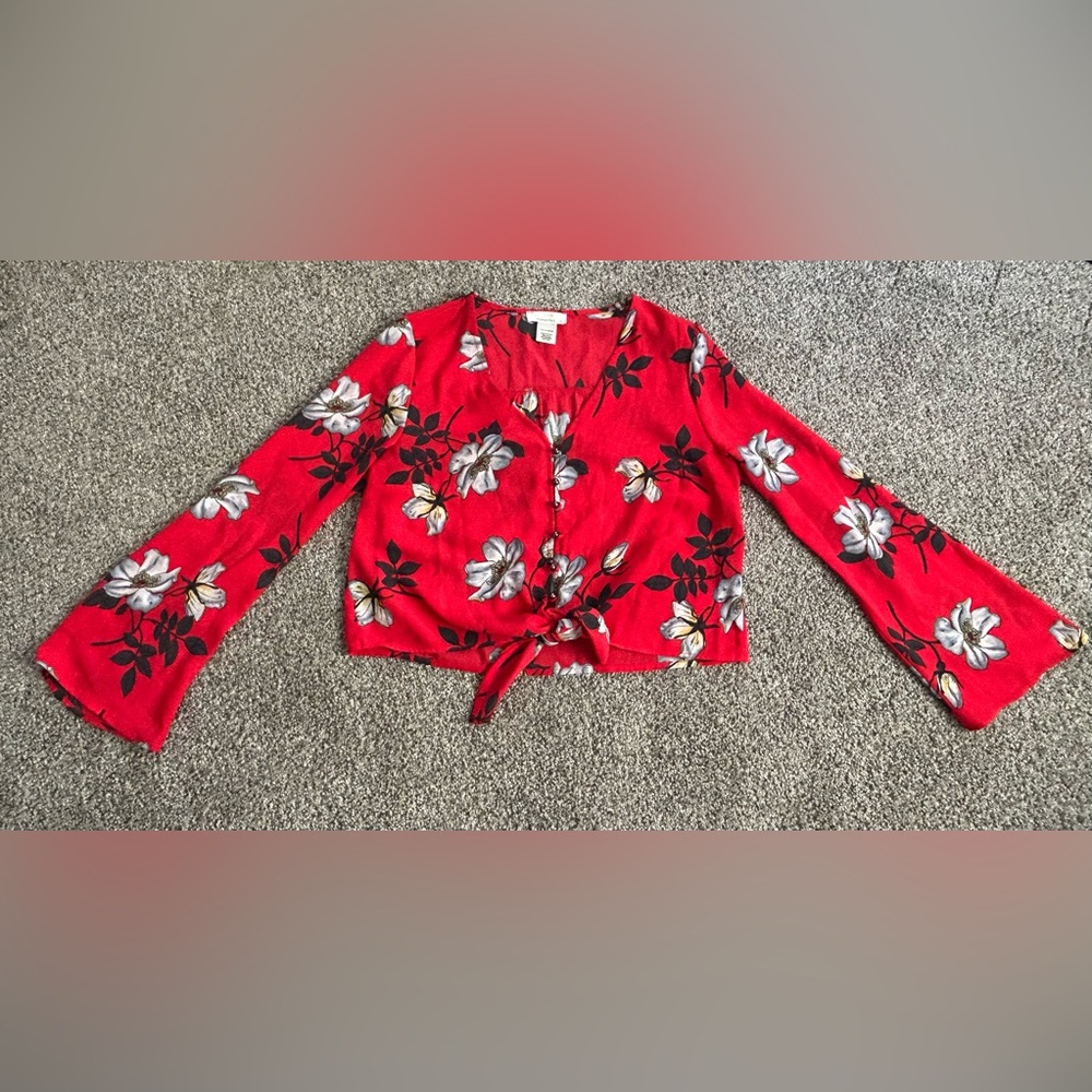 URBAN Romantics Red Floral Blouse
